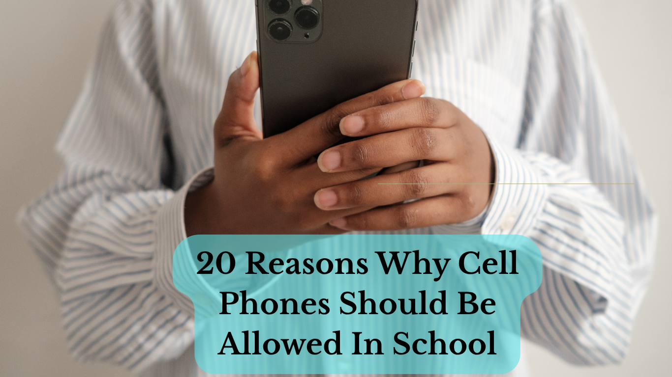 Student holding a cell phone at school