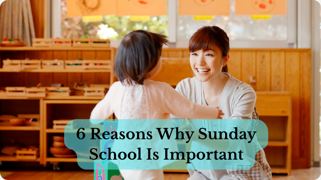 Sunday school teacher teaching a child