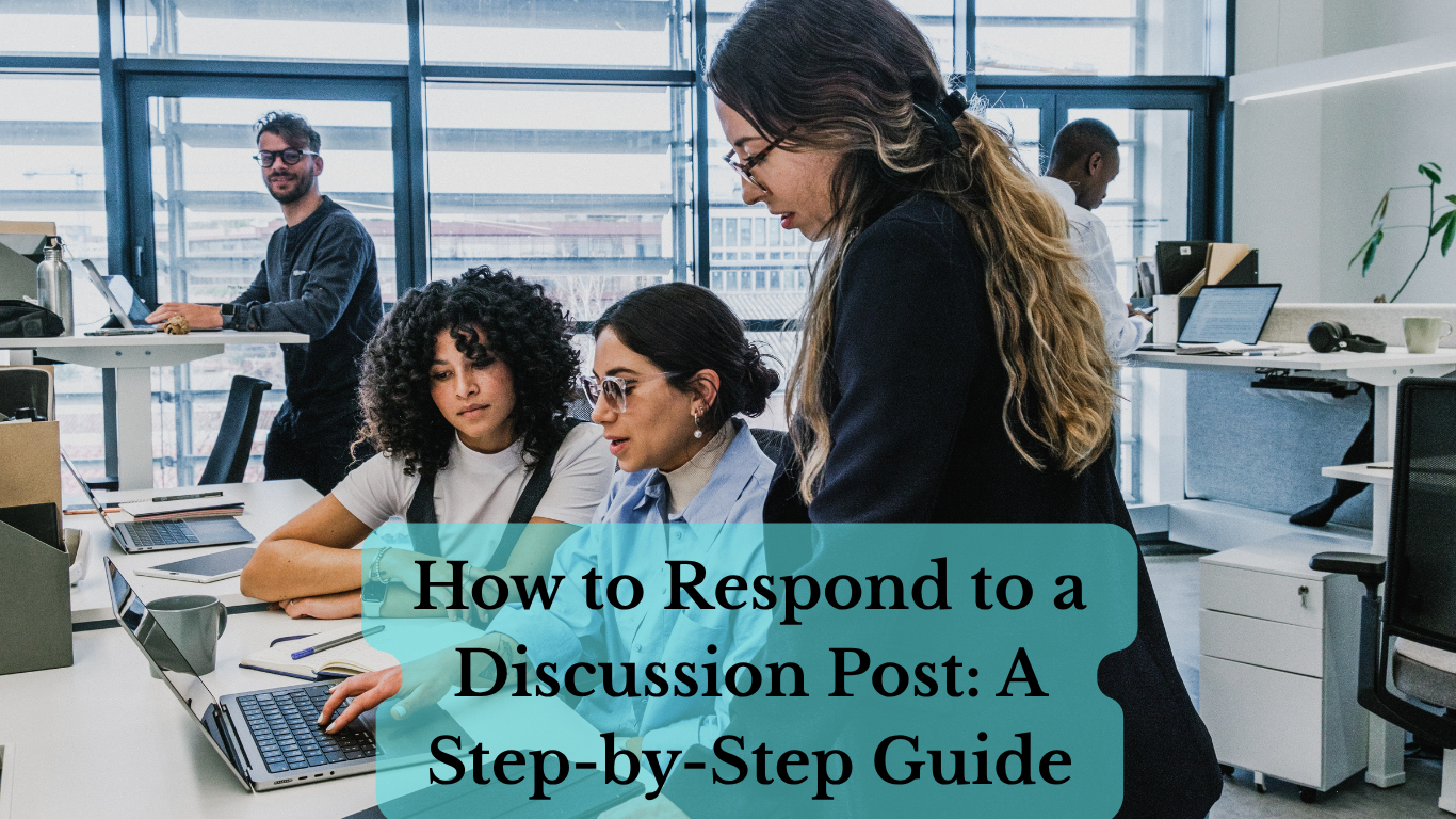 Student writing a thoughtful response to an online discussion post