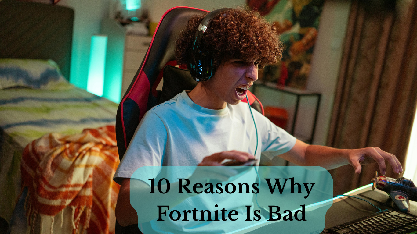 Teenager playing Fortnite on gaming setup
