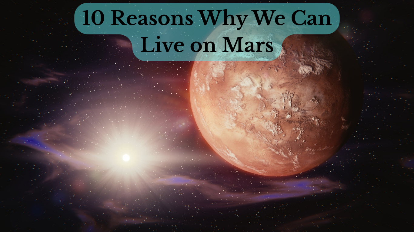 Planet Mars with futuristic human colony illustration
