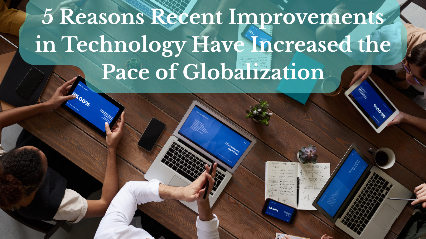 People using modern technology for global communication