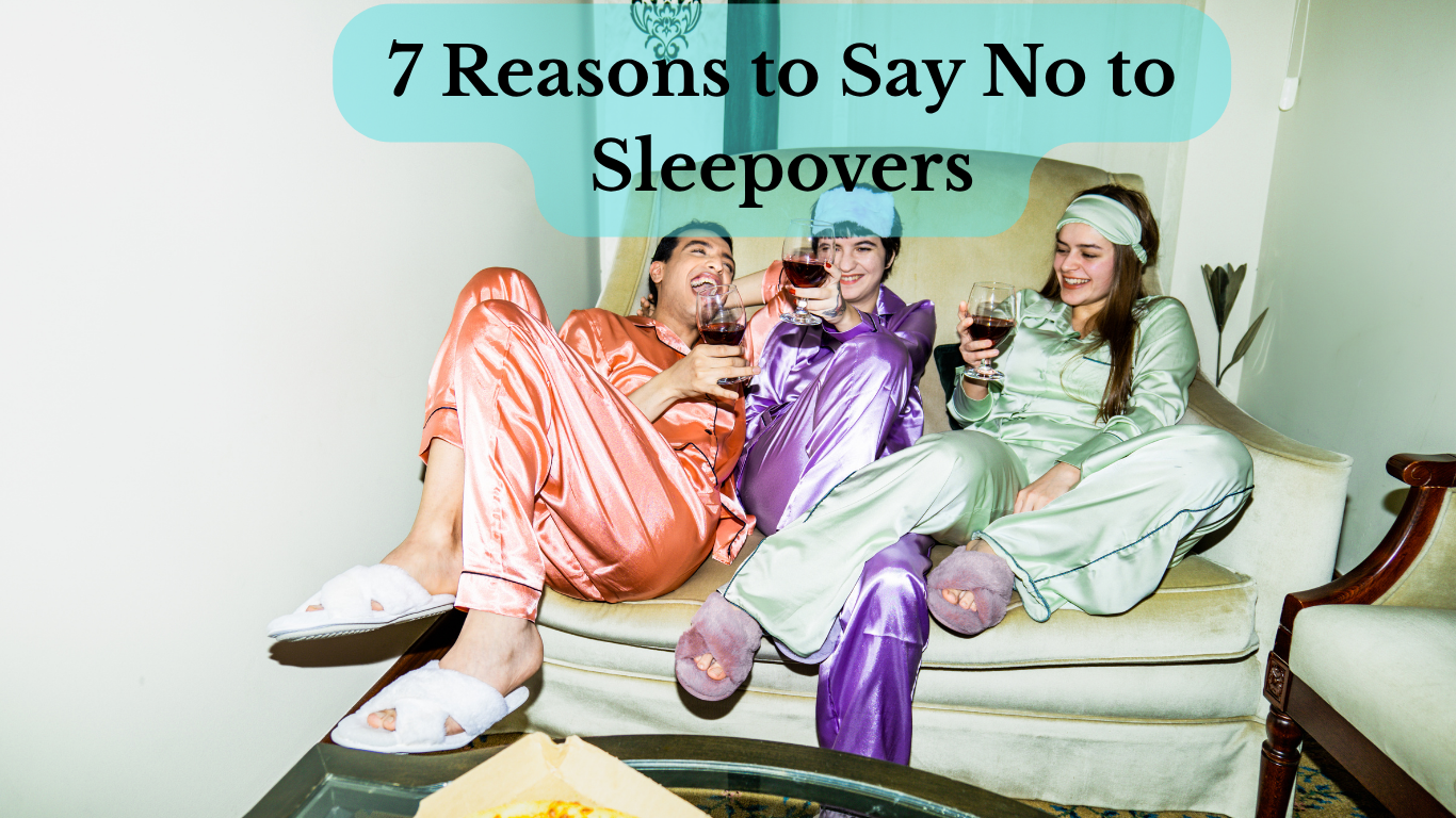 Girls having sleepover indoors with blankets and pillows