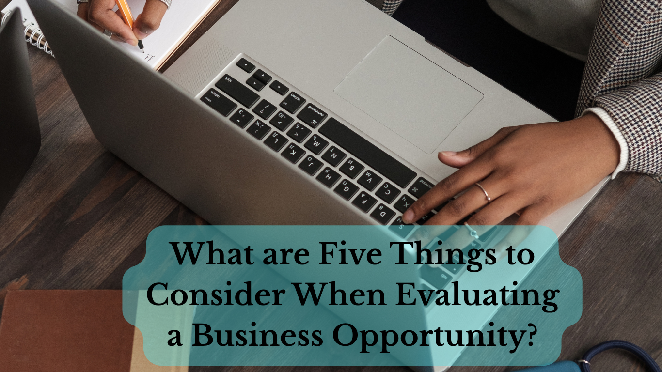 Entrepreneur analyzing business opportunity with laptop and notes