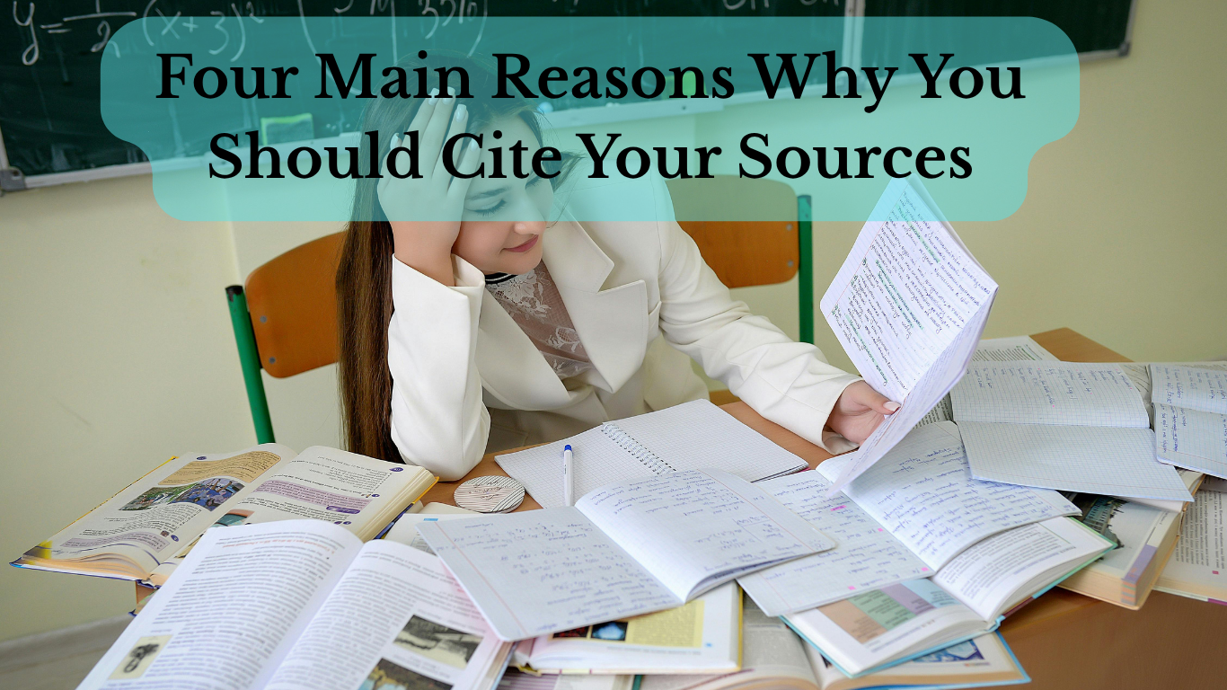 Student citing sources while writing a research paper